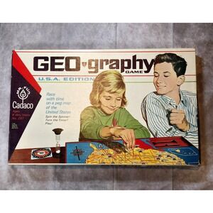 Vintage Collectibles 1960s USA Edition Geo-Graphy Board Game by Cadaco‎